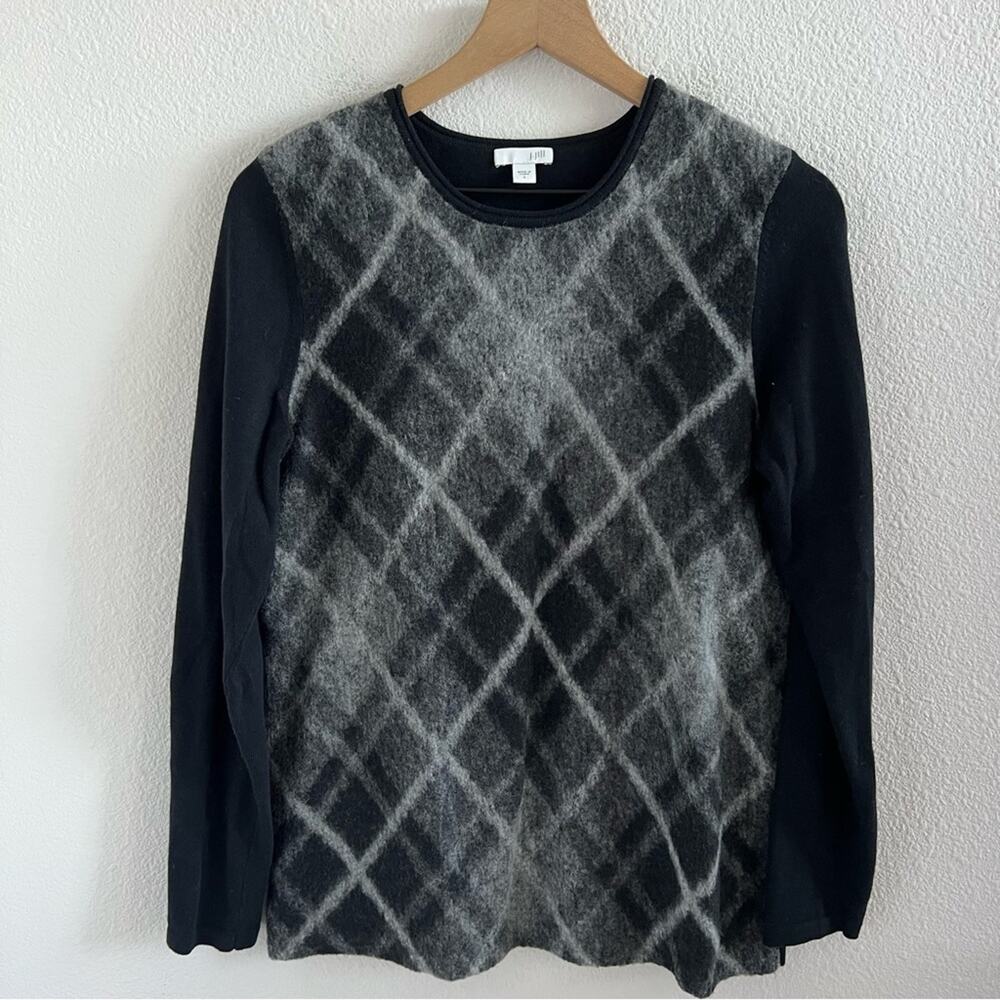 J. Jill Contrast Wool Blend Front Panel Sweater Top Blouse Small